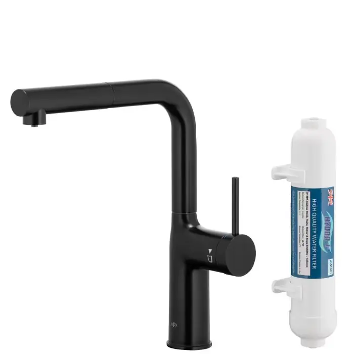 Duero pure move pull-out bateria kuchenna z funkcją filtracji wody i wyciąganą wylewką, czarna + zestaw filtrujący profine blue s 6623-423-81 | Oferta