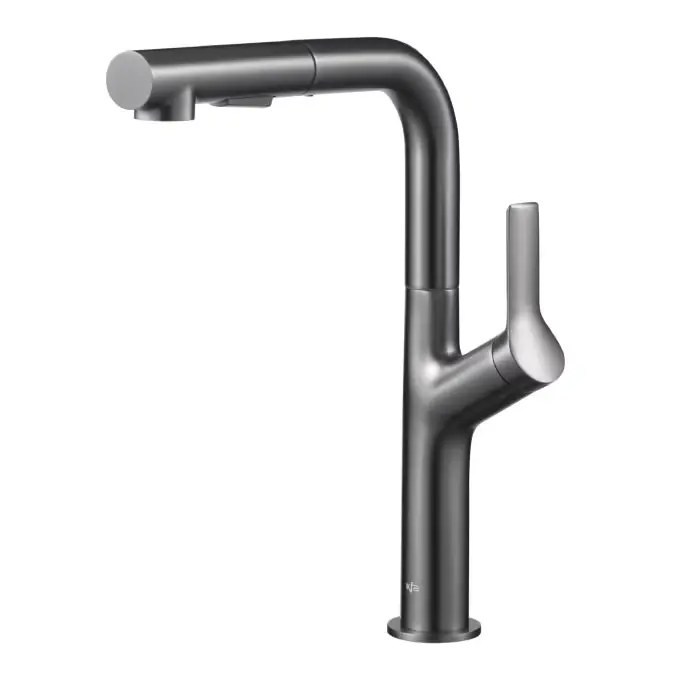 Od ręki - Duero design bateria kuchenna stojąca z wyciąganą wylewką i obrotową wylewką 2 funkcyjną, pvd gun metal grey 6623-220-61