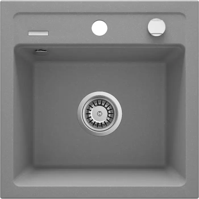Taniej - Zlew zorba szary metalik granit 1k b/o 440x440x184, 3,5" + osprzęt space-saver ZQZ S103