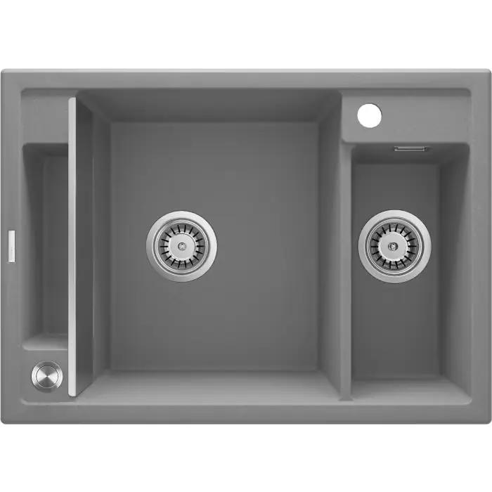 Zlew magnetic szary metalik granit 1,5k 690x500x219, 3,5" + osprzęt space-saver click ZRM S503 - Nowość w asortymencie