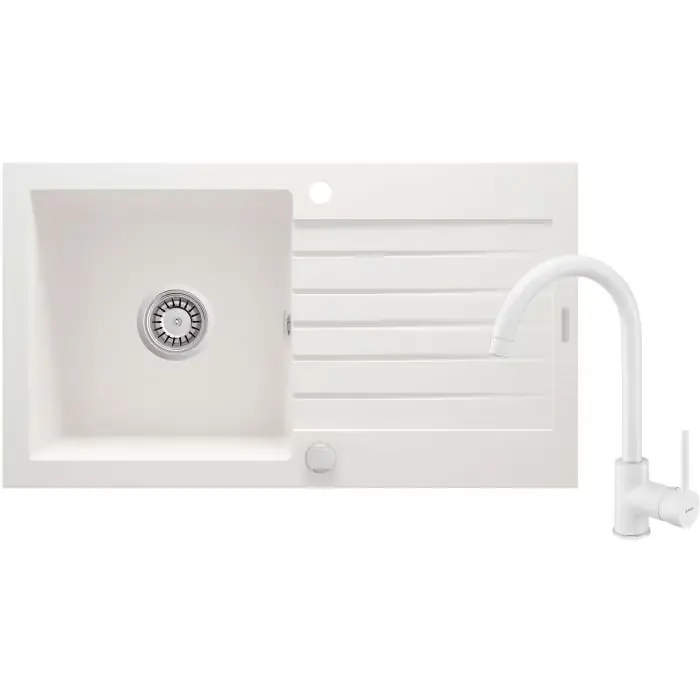 Właśnie dodano - Zlew zorba alabaster granit 1k z/o 760x440x160, 3,5" + osprzęt space-saver + bateria nemezja z wylewką "u" ZQZVA113