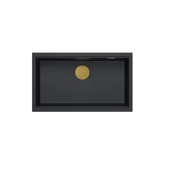 Logan 110 zlewozmywak 1-komorowy podwieszany + syfon manualny pvd pure carbon / elementy złote HQD7644U7_PVDG1_U | Cena po obniżce