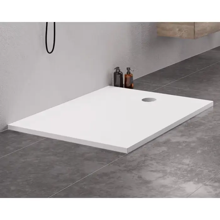 Brodzik nex konglomeratowy prostokątny 110x80x3,5 biały, gł.2cm, fi 90 B-0459 - Mega okazja
