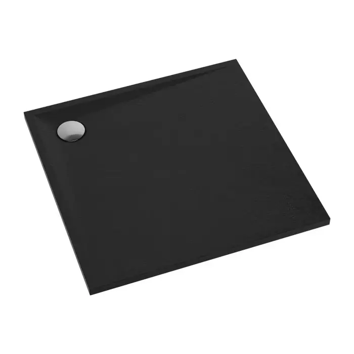 Nowa pozycja w ofercie | Stone brodzik prysznicowy kwadratowy ze strukturą kamienia, 90x90cm, czarny mat STONE90/KBL