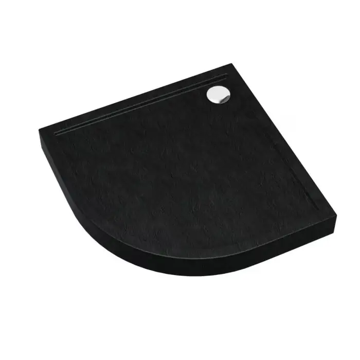 Brodzik akrylowy zintegrowany z nośnikiem stabilsound plus® oraz obudową akrylową przeciągniętą do podłogi cameron black stone 80x80x12 cm r55, półokrągły 3ST.C1O-8080/C/ST | Cena obniżona