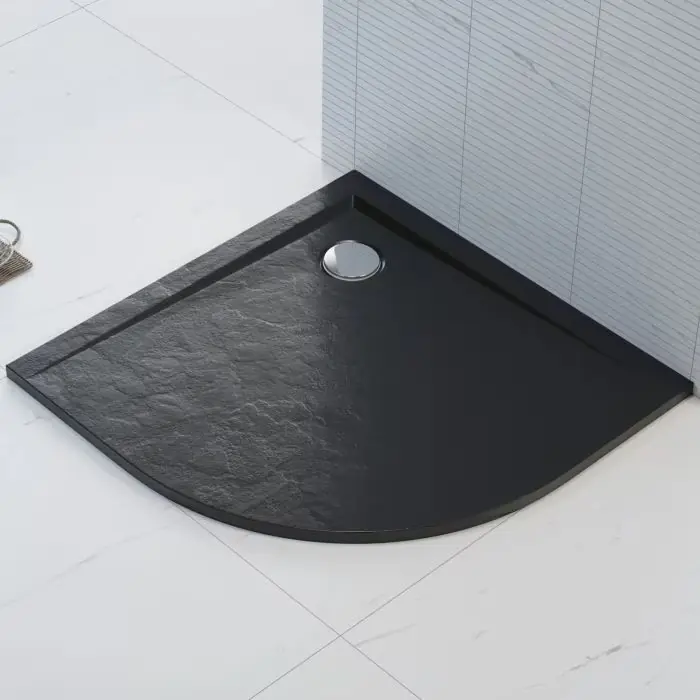 Brodzik półok. posadzkowy mineral composite 80x80x1,2x2,5 czarny str. kamienia perrito 00531 - Nie przegap okazji