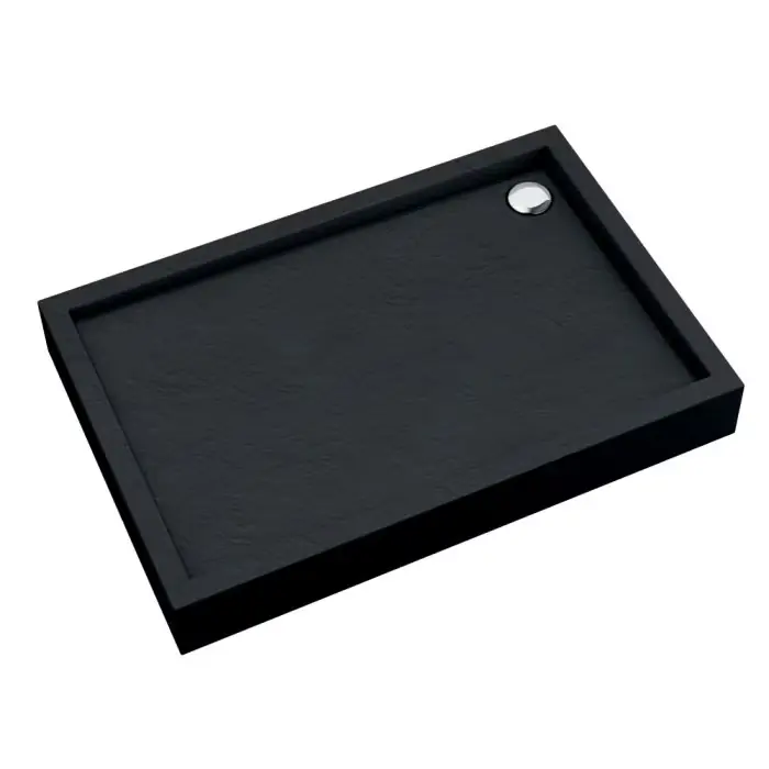 Nie zwlekaj | Brodzik akrylowy zintegrowany z nośnikiem stabilsound plus® oraz obudową akrylową przeciągniętą do podłogi favory plus black stone 90x100x16 cm, prostokątny 3ST.F1P-90100/C/ST