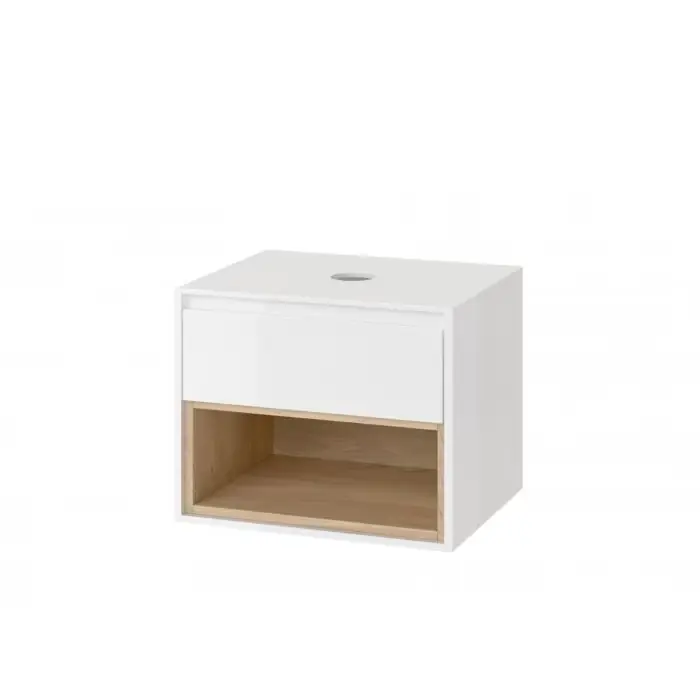 Nowość - Tuto szafka wisząca 60 cm podumywalkowa z blatem, biały połysk/dąb MLEX.0102.600.WHBL