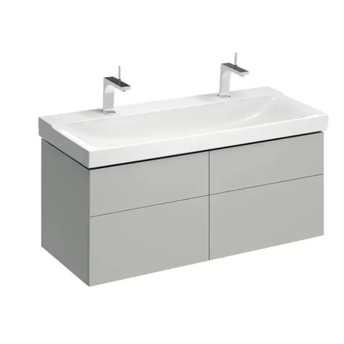 Już w sprzedaży | Szafka pod umywalkę xeno², o szerokości od 120 cm, z czterema szufladami 117.4x53cm, greige, lakierowany matowy 500.518.00.1