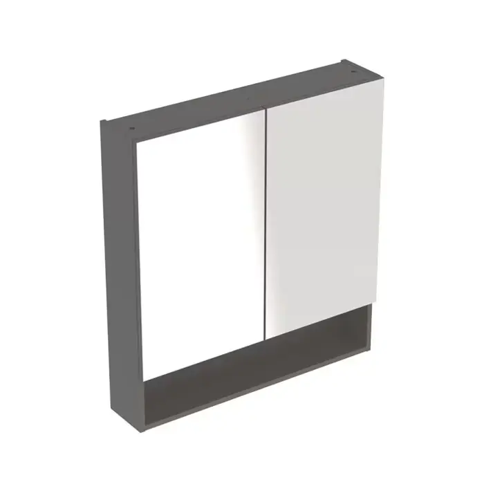Szafka z lustrem selnova square, z dwoma drzwiami i dwoma szklanymi półkami 58.8x85x17.5cm, lava / lakierowany matowy 501.265.00.1 - Nowość w sklepie