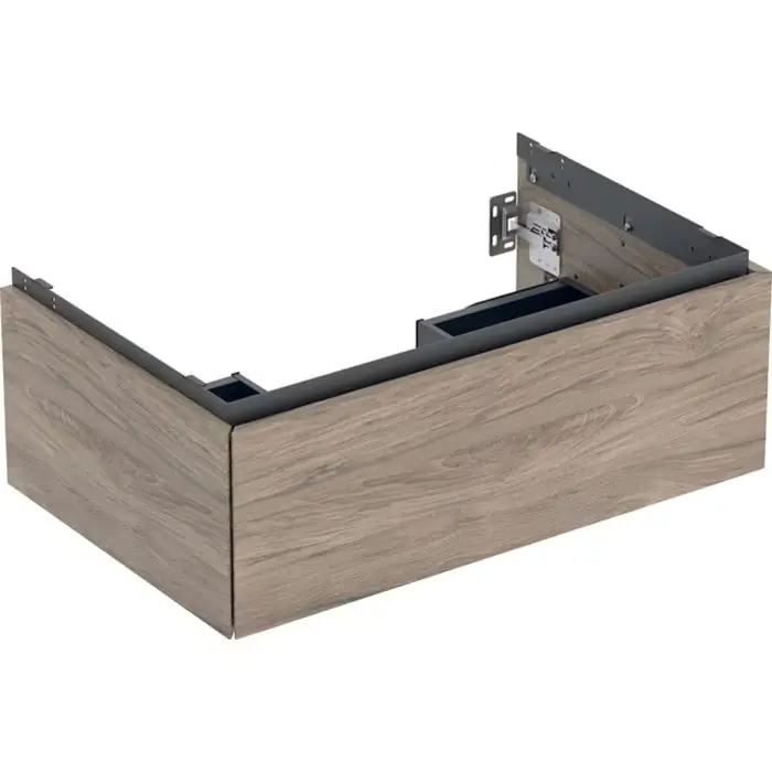 Szafka pod umywalkę one, z jedną szufladą szerokość umywalki=75cm, orzech włoski hickory / melamina, struktura drewna 505.072.00.6 | Nowa pozycja w ofercie