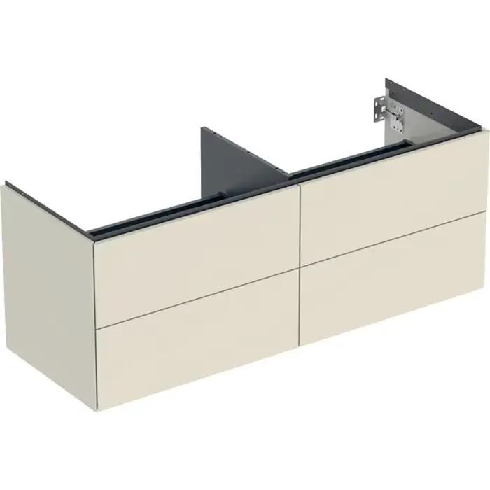 Ostatnie egzemplarze | Szafka pod umywalkę nablatowa one, z czterema szufladami 50.4x47cm, szerokość umywalki=135cm, piaskowy szary / lakierowany na wysoki połysk 505.266.00.4