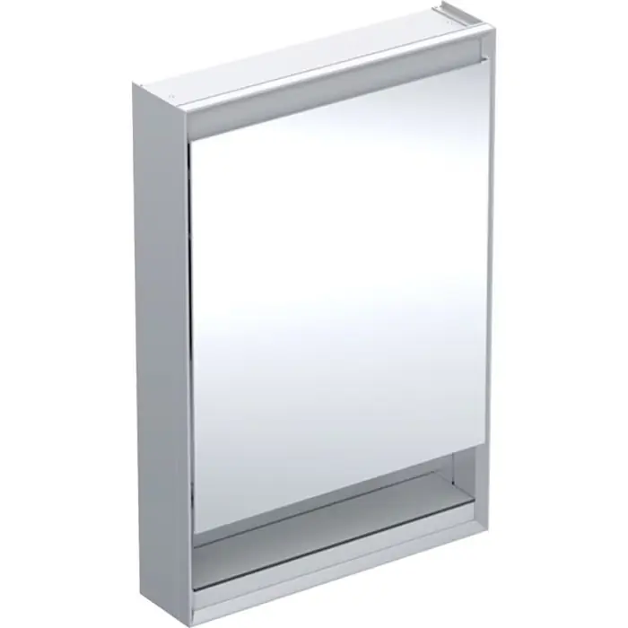 Ostatnia szansa - Szafka z lustrem one z wnęką i comfortlight, z jednymi drzwiami, montaż natynkowy, wysokość 90 cm b=60cm, aluminium anodyzowane, drzwi=zawias po lewej 505.830.00.1