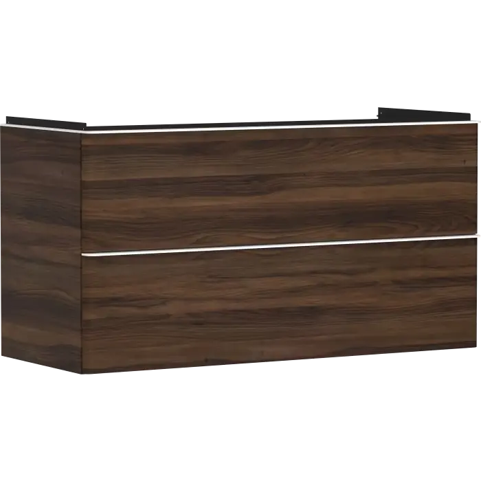 Oferta - Xelu q szafka pod umywalkę wiszącą z 2 szufladami 1180/475, ciemny orzech, uchwyt biały matowy 54038700
