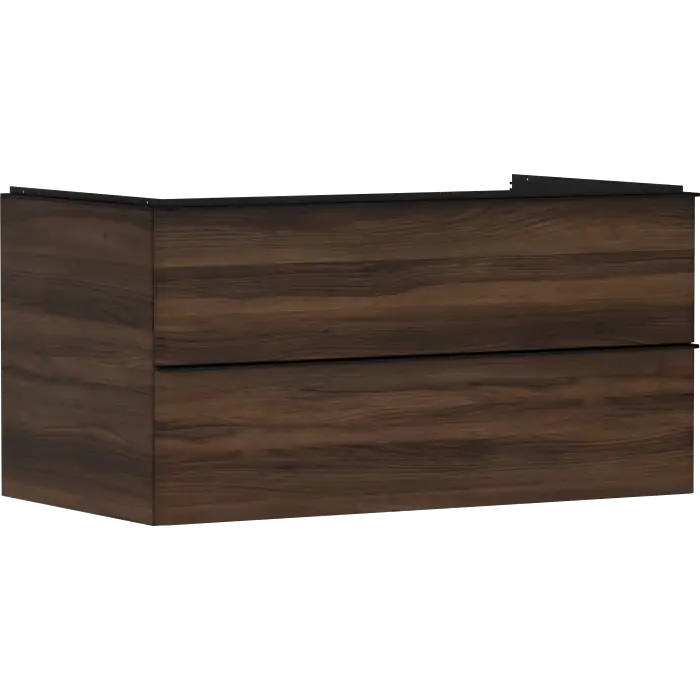 Xelu q szafka pod umywalkę nablatową z 2 szufladami 980/550, ciemny orzech, uchwyt czarny matowy 54081670 - Kupuj bezpiecznie