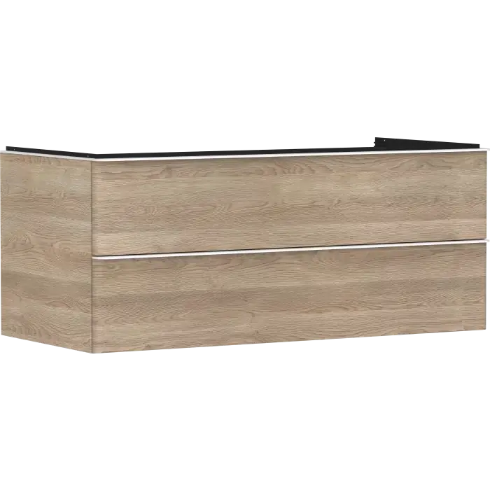 Xelu q szafka pod umywalkę nablatową z 2 szufladami 1180/550, naturalny dąb, uchwyt biały matowy 54084700 - Nowa pozycja w ofercie