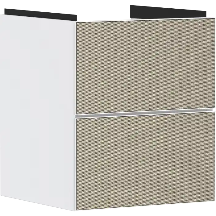 Świetna oferta | Xevolos e szafka pod małą umywalkę wiszącą z 2 szufladami 480/475, biały matowy, front brąz strukturalny 54172390