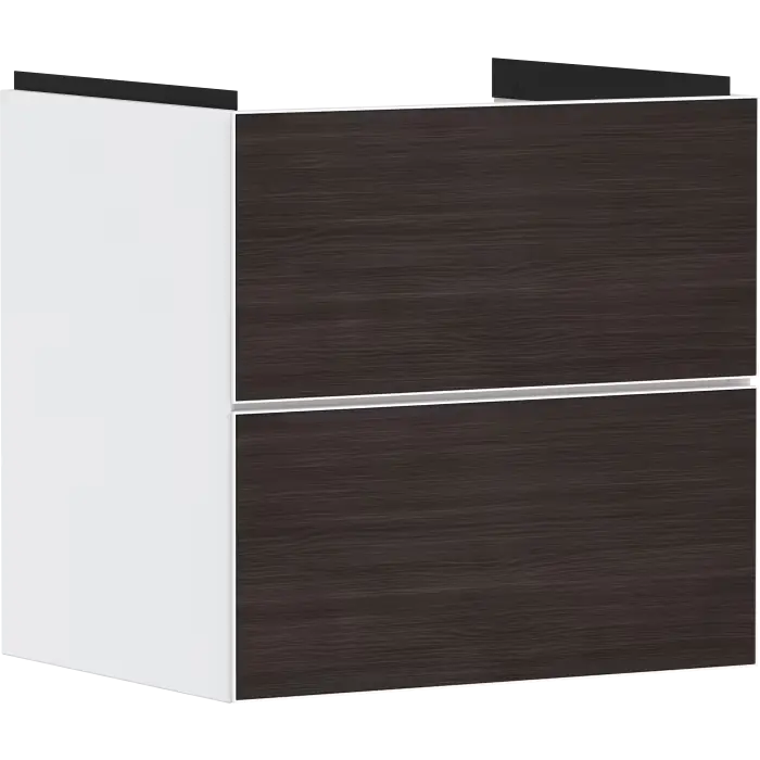 Xevolos e szafka pod umywalkę wiszącą z 2 szufladami 580/475, biały matowy, front ciemny dąb 54175730 | Oferta specjalna
