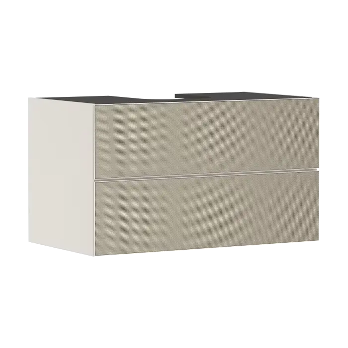 Xevolos e szafka pod szlifowaną umywalkę wpuszczaną w blat z 2 szufladami 980/550, piaskowy beż matowy, front brąz strukturalny 54191390 - Bezpośrednio z fabryki