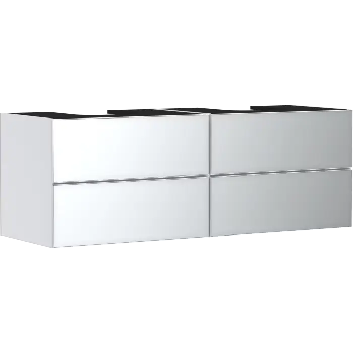 Xevolos e szafka pod 2 szlifowane umywalki wpuszczane w blat z 4 szufladami 1570/550, biały matowy, front biały metaliczny 54199320 | Wyprzedaż
