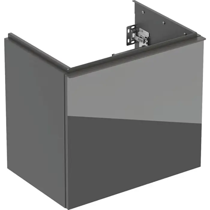 Szafka pod umywalkę acanto, z szufladą i szufladą wewnętrzną, krótka szerokość umywalki=60cm, korpus lava / lakierowany matowy, front lava / szkło błyszczące, uchwyt lava / malowany proszkowo, matowy 503.008.JK.2 - Prosto z fabryki