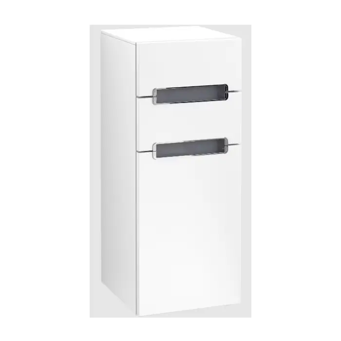 Zniżka | Subway 2.0 szafka boczna, 1 drzwi, 2 szuflady, 356 x 857 x 370 mm, white matt / glass white A7121SMS