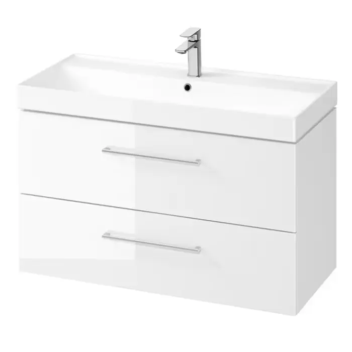 Larga szafka 100 + umywalka biały S801-437 | Produkt ceniony przez klientów