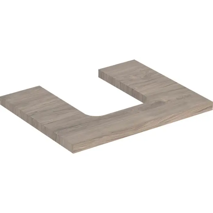 Blat pod umywalkę one z wycięciem, do umywalki nablatowej w kształcie misy b=59.8cm, orzech włoski hickory, melamina, struktura drewna, przekrój=na środku 505.271.00.6 - Zapasy na wyczerpaniu