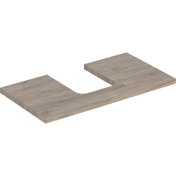 Blat pod umywalkę one z wycięciem, do umywalki nablatowej w kształcie misy b=89.4cm, orzech włoski hickory, melamina, struktura drewna, przekrój=na środku 505.273.00.6 | Bezpieczne zakupy
