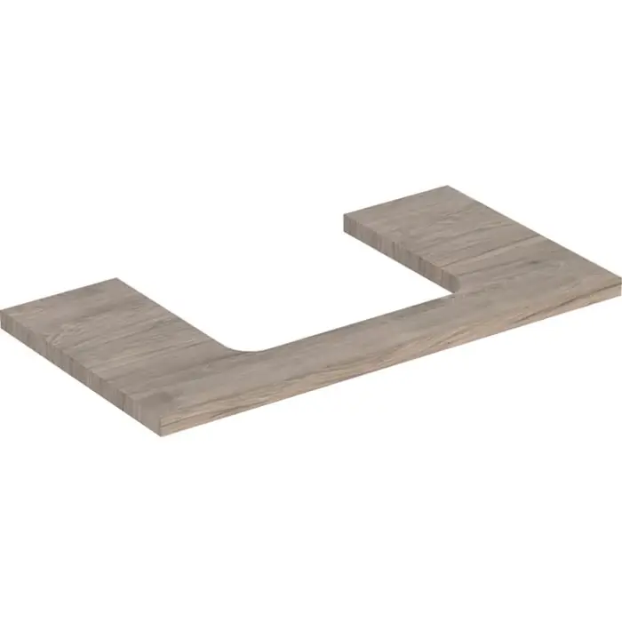Blat pod umywalkę one z wycięciem, do prostokątnej umywalki nablatowej b=89.4cm, orzech włoski hickory, przekrój=na środku, melamina, struktura drewna 505.283.00.6 - Kup teraz