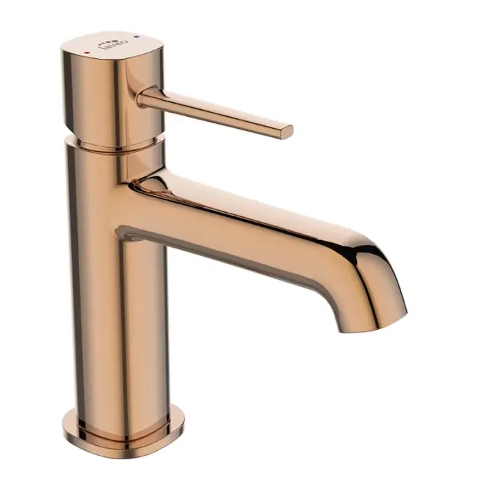 Oferta specjalna - Polla bateria umywalkowa stojąca jednouchwytowa sposób montażu stojący głowica 25 mm korek klik-klak wykończenie różowe złoto BAP 822D