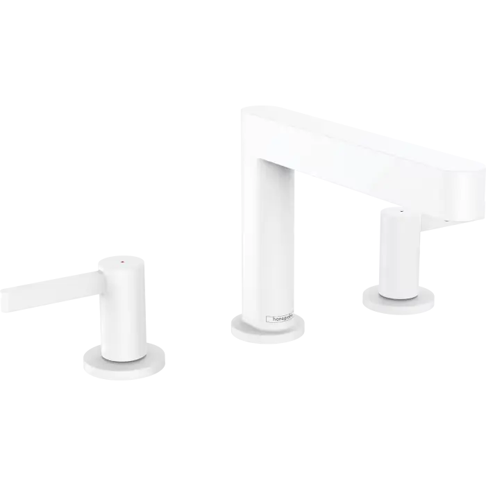 Produkt premium | Finoris 3-otworowa bateria umywalkowa 110 z kompletem odpływowym push-open biały matowy 76033700