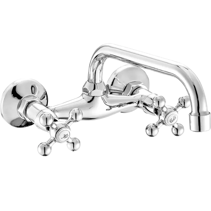 Bateria umywalkowa ścienna dwuuchwytowa chrom BKI 050D - Sprawdzony produkt