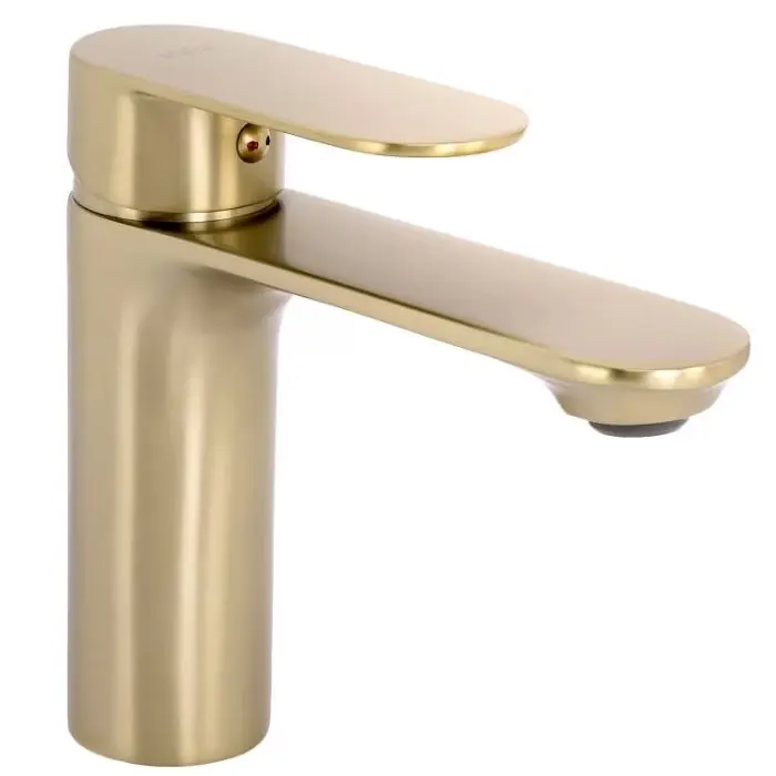 Drop złota szczotkowana bateria umywalkowa niska REA-B8975 - Nowa pozycja w ofercie