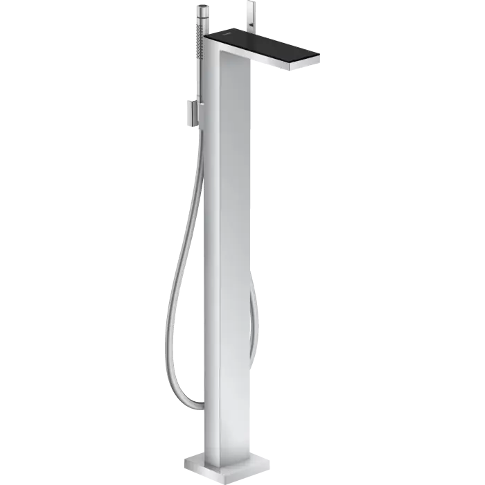 Myedition bateria wannowa, wolnostojąca chrom/czarne szkło 47440600 - Jakość premium