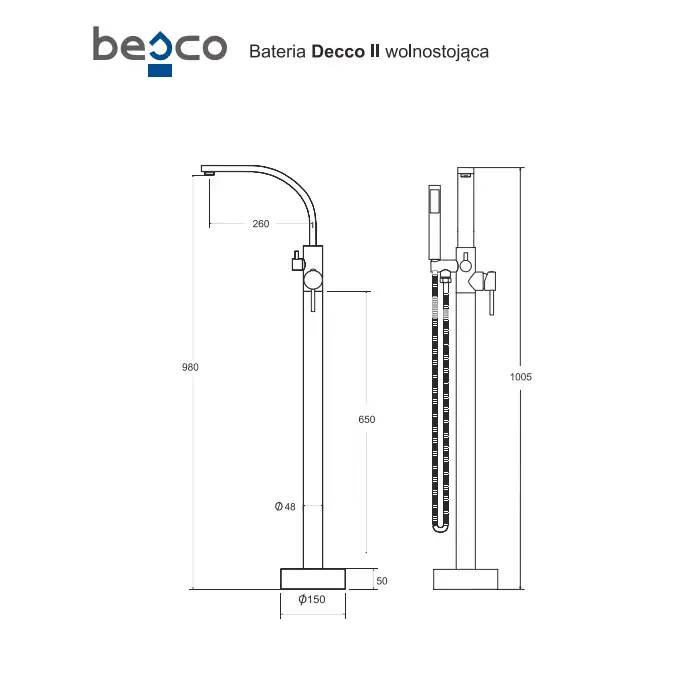 Decco ii bateria wannowa wolnostojąca grafitowa BW-DII-GR - Produkt polecany