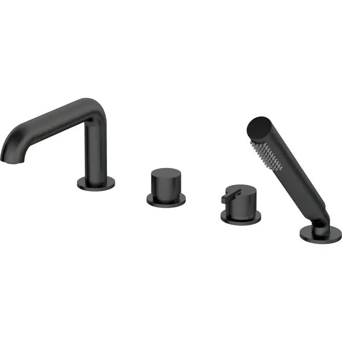 Taniej - Silia nero bateria wannowa 4-otworowa z kompletem natryskowym BQS N14M