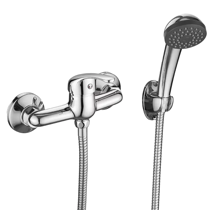 Bateria natryskowa ścienna z zestawem natryskowym chrom BQE 041D - Top produkt