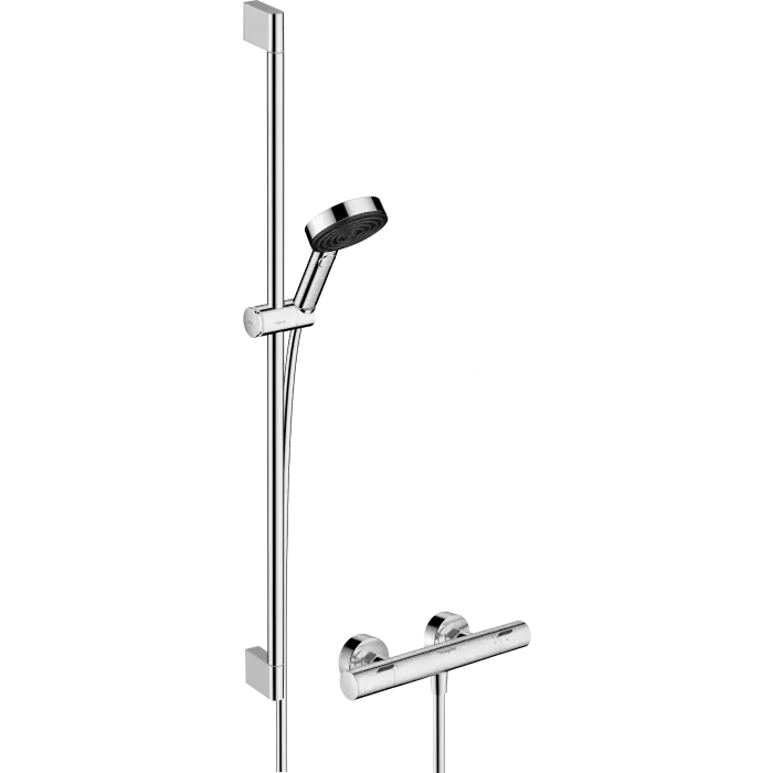 Pulsify select s system prysznicowy 105 3jet relaxation ecosmart z drążkiem 90 cm i termostatyczną baterią ecostat fine, natynkowy, chrom 24261000 | Jeszcze taniej