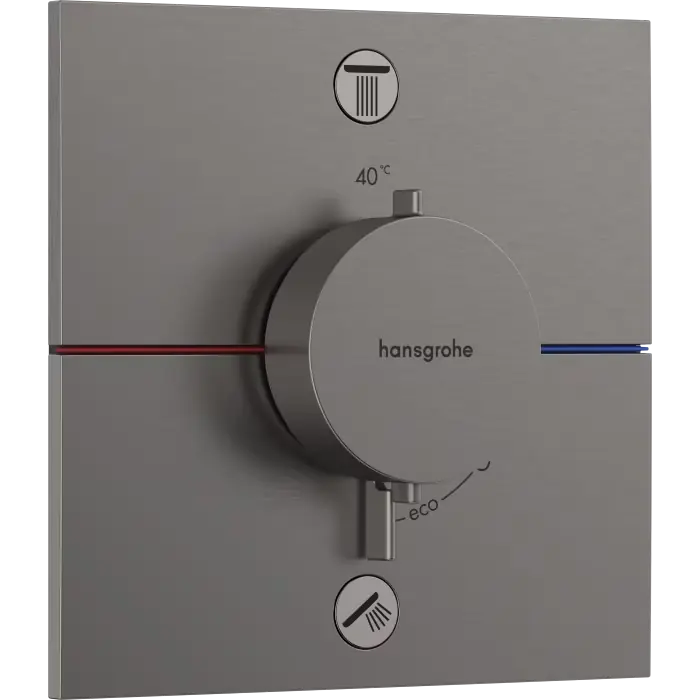 Na stanie | Showerselect comfort e bateria termostatyczna do 2 odbiorników zgodna z normą en 1717, podtynkowa czarny chrom szczotkowany 15578340