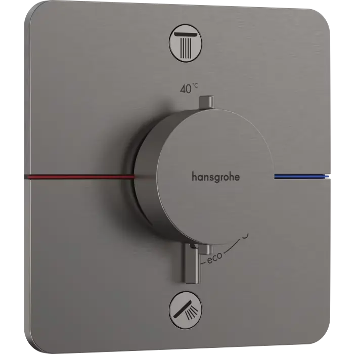 Sprawdzony wybór | Showerselect comfort q bateria termostatyczna do 2 odbiorników zgodna z normą en 1717, podtynkowa czarny chrom szczotkowany 15586340