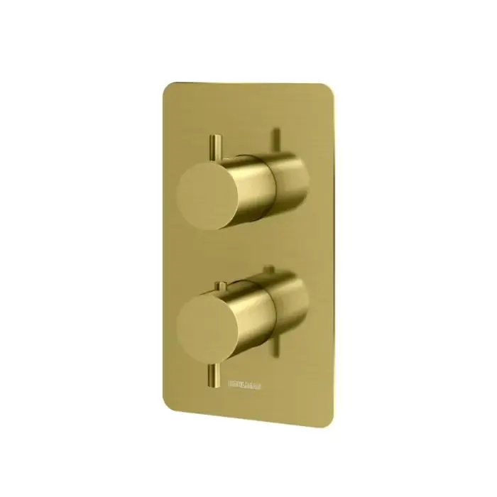 Sprawdzony produkt | Axel brushed gold termostatyczna podtynkowa bateria wannowo-prysznicowa z dwoma wyjściami QW432AGDB