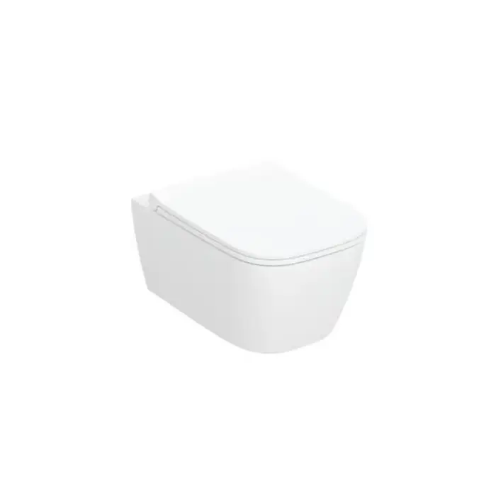 Zestaw wiszącej miski wc smyle, lejowa, prostokątna, ukryte mocowania, turboflush, z deską sedesową 503.171.00.1 | Hit
