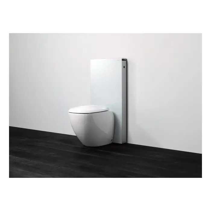 Nowa pozycja w ofercie | Moduł sanitarny monolith do wiszącej miski wc, 101 cm, okładzina przednia ze szkła okładzina frontu szkło białe, okładzina boczna aluminium 131.022.SI.5