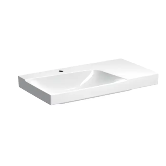Umywalka xeno² z powierzchnią odkładczą 90x48cm, otwór na baterię=na środku, przelew=bez, powierzchnia odkładcza=prawa strona, biały / keratect 500.533.01.1 | Na stanie