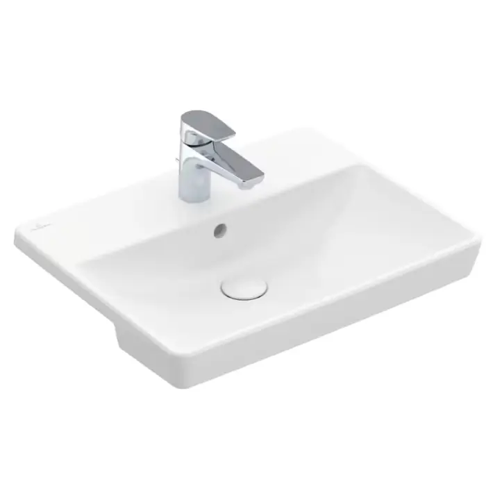 Zamów teraz - Avento umywalka półblatowa, 550 x 440 x 145 mm, z przelewem, weiss alpin ceramicplus 4A0655R1