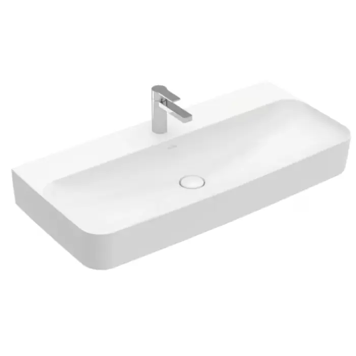 Bardzo popularny produkt - Finion umywalka, 1000 x 470 x 165 mm, z ukrytym przelewem, weiss alpin ceramicplus 4168ABR1