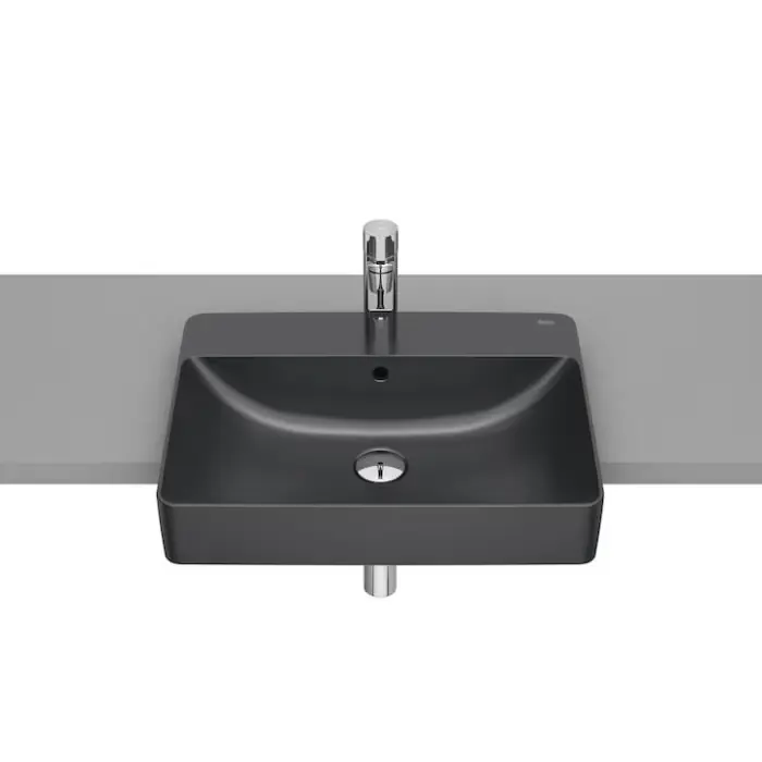 Najlepsza cena | Inspira square umywalka półblatowa 550x420 fineceramic® onyx A32753S640
