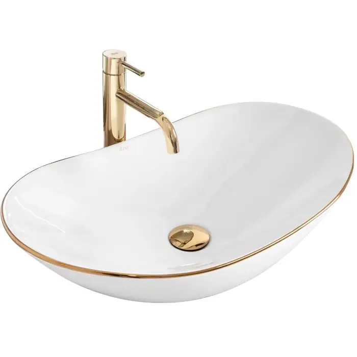 Ekspresowa wysyłka | Umywalka nablatowa royal gold edge REA-U8570