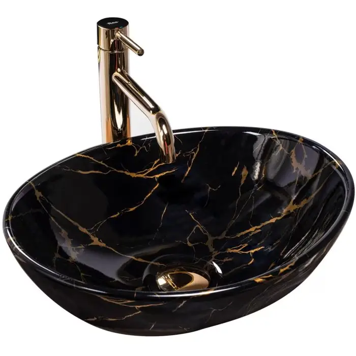 Sofia black marble shiny umywalka nablatowa 41cm REA-U5611 | Nowy produkt